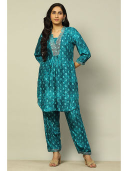 Rangriti - Dusty Pink Viscose Shantoon Embroidered Kurta with Palazzo (Set of 2)