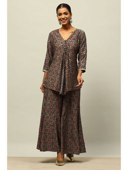 Rangriti - Gold Crepe Georgette Straight Embroidered Kurta with Palazzo and Dupatta (Set of 2)