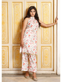 SALVIA SKY - Chintz Floral Halter Neck Kurta with Pant (Set of 2)