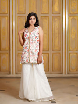 SALVIA SKY - Chintz Floral Kurta with Sharara (Set of 2)