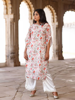 SALVIA SKY - Chintz Floral Embellished Kurta with Palazzo (Set of 2)
