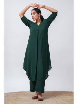 SALVIA SKY - Green Georgette Kurta with Palazzo (Set of 2)