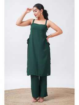 SALVIA SKY - Green Georgette Side Tie-Up Kurta with Palazzo (Set of 2)