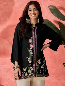 Gahan - Embroidered Rayon Wrinkle Fabric Festive Tunic for Women