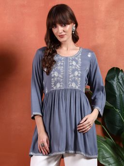 Gahan - Embroidered Rayon Wrinkle Fabric Festive Tunic for Women