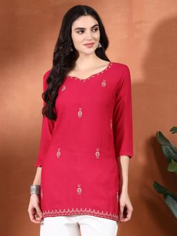 Gahan - Embroidered Rayon Wrinkle Fabric Festive Kurti for Women