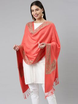 Pashmoda - Women Pink Aari Embroidered Shawl