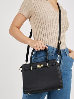 Styli - Womens Black Two Tone Tips Shoulder Bag