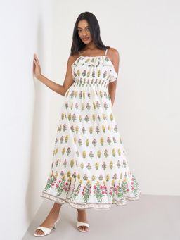 Styli - Women Shoulder Straps A-Line Dress - Off White