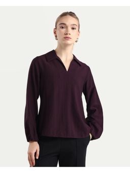 RAREISM - Solid/Plain Bishop Sleeve Top - Maroon