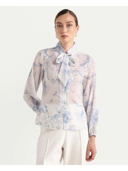 RAREISM - Floral Print Tie-Up Top - White