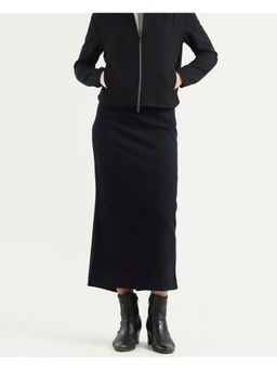 RAREISM - Solid/Plain A-Line Panel Denim Skirt - Blue