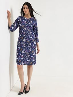 FableStreet - Floral Shift Dress - Blue - Navy Blue