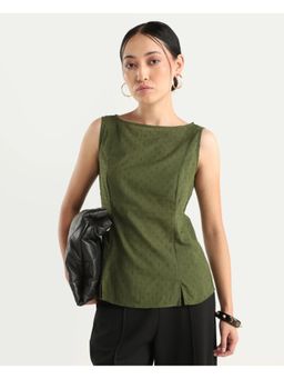 RAREISM - Solid/Plain Sleeveless Top With Lurex - Olive