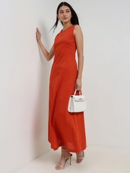 FableStreet - A-Line Dress - Rust