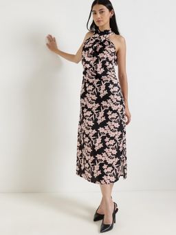 FableStreet - Floral Dress - Black