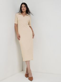 FableStreet - Bodycon Dress - Beige