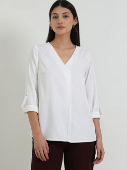 FableStreet - V-Neck Top - White