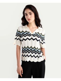 RAREISM - Womens Nuplo-R Off-White Cotton Top - Off White