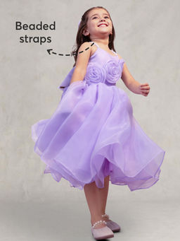 Hopscotch - Rosette Party Dress With Beaded Straps