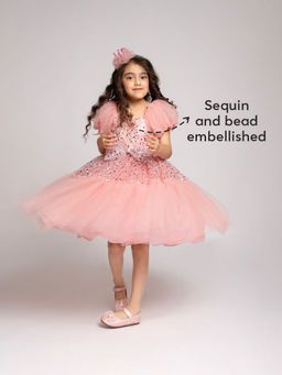 Hopscotch - Puff-Sleeve Sequin Party Dress