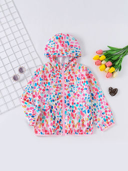 Hopscotch - Girls Multi Coloured All-Over Print Hooded Jacket