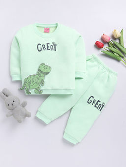 Hopscotch - Boys Mint Dinosaur Applique Sweatshirt And Joggers Set