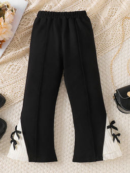 Hopscotch - Girls Black And White Bow Applique Bootcut Pants