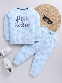 Hopscotch - Boys Blue All-Over Print Cotton Co-Ord Set