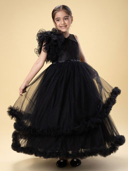 Hopscotch - Floral & Zari Work Embellished Doubly Layered Frill Gown