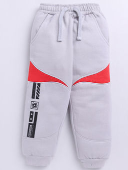 Hopscotch - Boys Grey And Red Colour-Block Joggers