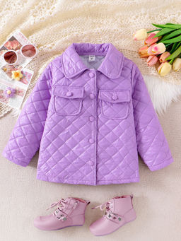 Hopscotch - Girls Purple Textured Full-Sleeve Jacket