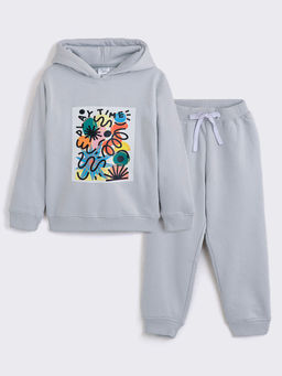 Hopscotch - 2-Piece Graphic Print Hooded Fleece Sweatshirt And Joggers