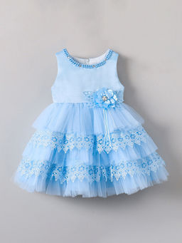 Hopscotch - Beads Embellished Ruffled Party Dress