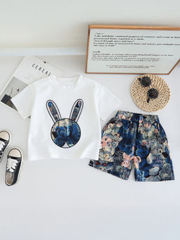 Hopscotch - 2-Piece Teddy Bear Print T-Shirt And Shorts