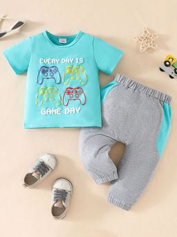 Hopscotch - 2-Piece Text Applique T-Shirt And Joggers
