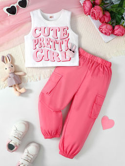 Hopscotch - 2-Piece Text Print T-Shirt And Joggers