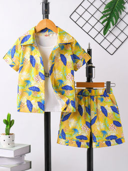 Hopscotch - 2-Piece Floral Print Shirt And Shorts