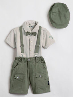 Hopscotch - 2-Piece Shirt And Shorts With Suspender