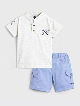 Hopscotch - 2-Piece Embroidered T-Shirt And Shorts