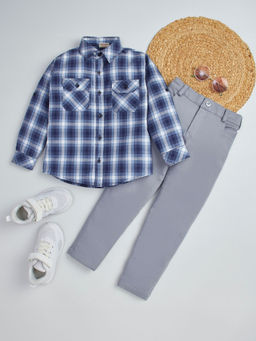 Hopscotch - 2-Piece Checkered Shirt And Denim Jeans