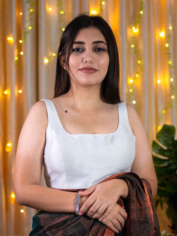 I LOVE SAREES - U Neck White Blouse For Saree