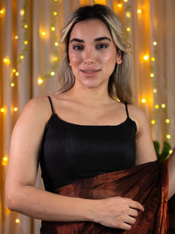 I LOVE SAREES - Black Silk Spaghetti Blouse