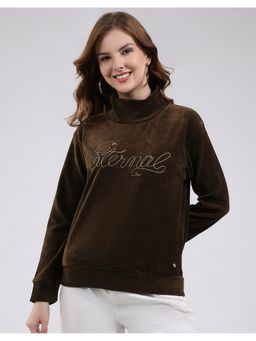 Monte Carlo - Brown High Neck Full Sleeve Sweatshirt