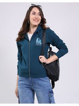 Monte Carlo - Teal Hooded Neck Full Sleeve Hoodie