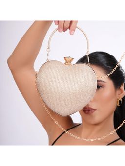 PROJECT 331 - Heart of Gold Clutch With Detachable Strap - Gold