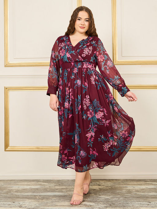 my whole heart plum long sleeve wrap dress Glam Cream Dress - Maxi Dress - Wrap Dress - Long Sleeve Dress