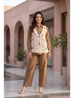 WOOMN - Brown Embroidered Co-Ord Set