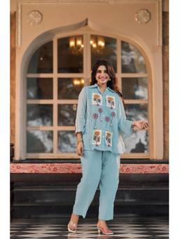 WOOMN - Blue Floral Patchwork Co-Ord Set
