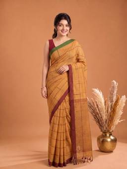 Aparna - Mustard Pure Cotton Saree